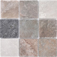Quartzite natural stone mosaic tile beige gray wall floor shower kitchen splashback tile backsplash bathroom - MOS36-0210
