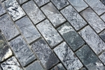 Hand-patterned mosaic tile Quartzite natural stone Brick silver-grey polished MOS28-0202_C_m