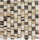 Marble mosaic tile natural stone sticks beige cream dark brown kitchen backsplash - MOSSopo-M10-VH21