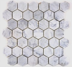 Marble mosaic tile natural stone hexagon white anthracite Carrara look backsplash wall tile - MOS44-0103