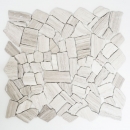 Mosaic quarry marble natural stone polygonal gray stripes light gray silver tile backsplash wall cladding kitchen - MOS44-0202