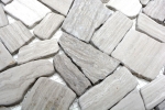 Hand-patterned mosaic tile marble natural stone quarry ciot gray stripes MOS44-0202_m