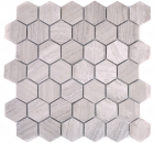 Marble mosaic tile natural stone hexagon light gray cream stripes shower wall floor tile backsplash - MOS44-1205