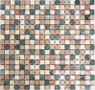 Marble mosaic stones natural stone cream beige red green random mini square tile backsplash bathroom - MOS38-1204