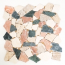 Mosaic quarry marble natural stone cream beige red green polygonal random splashback tile backsplash kitchen - MOS44-1204