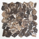 Mosaic quarry marble natural stone polygonal Impala dark brown flamed wall cladding splashback - MOS44-1306