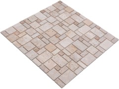 Hand sample mosaic tile travertine natural stone combination travertine beige MOS43-1212-15_m