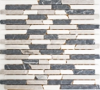 Mosaic marble natural stone beige gray black Brick composite rods tile backsplash wall cladding bathroom - MOS40-0204