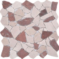 Mosaic quarry marble natural stone red beige polygonal Rosso Verona splashback tile backsplash wall kitchen - MOS44-1002