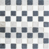 Marble mosaic tile natural stone beige gray black backsplash wall - MOS40-MOS32/1125