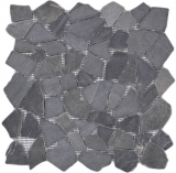 Mosaic quarry marble natural stone gray anthracite polygonal tile backsplash kitchen wall bathroom - MOS44-30-120
