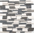 Mosaic tile marble natural stone beige black brick mosaic BianconeJava MOS40-0205_f