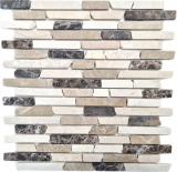 Mosaic Marble Natural stone beige brown cream Brick Castanao Composite Chopsticks Tile Backsplash Wall Kitchen - MOS40-0195