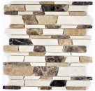 Mosaic tile marble natural stone beige brown brick mosaic Castanao Biancone MOS40-12-295_f