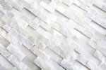 Hand-painted mosaic tile marble natural stone Brick Splitface white 3D small MOS40-3D11_m