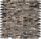 Mosaic tile marble natural stone light brown Brick Splitface Emperador 3D small MOS40-3D76_f