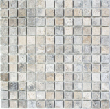 Mosaic tile travertine natural stone white gray silver Antique Travertine MOS43-47023_f