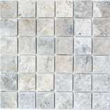 Travertine mosaic tiles terrace wall floor natural stone Medio light gray silver beige wall tile bathroom tile kitchen - MOS43-47048