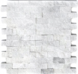 Splitface marble mosaic stone wall natural stone white brick wall bond Ibiza Sugar 3D optic tile backsplash kitchen - MOS45-0204