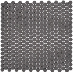 Glass mosaic Sustainable wall covering Tile backsplash Recycling Hexagon Enamel gray-brown matt MOS140-HX15G