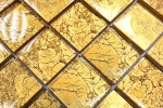 Hand-painted mosaic tile Translucent glass mosaic Crystal gold structure MOS120-0786_m
