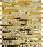 Glass mosaic rods Mosaic tiles Tile backsplash Electroplated gold MOS86-0107