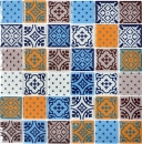 Glass mosaic retro vintage mosaic tiles white blue orange gray optics MOS68-4OP12