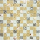 Shell mosaic mosaic tiles white matt beige silver glass mosaic MOS82B-0112