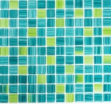 Glass mosaic mosaic tiles line yellow turquoise green pool mosaic pool mosaic MOS64-0509