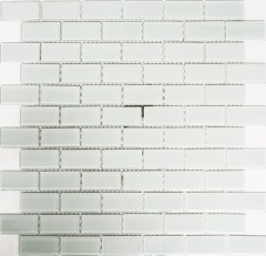 Composite mosaic tiles white with stitch brick glass mosaic BATH WC kitchen WALL MOS66-0102