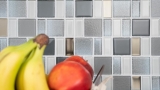 Glass mosaic mosaic tile backsplash cream gray smoke combination iridescent MOS68-0216F