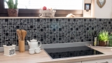 Artificial stone glass mosaic mosaic tiles composite black dark gray anthracite tile backsplash kitchen - MOS88-K989