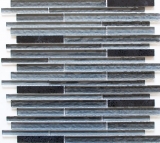 Glass mosaic artificial stone rods mosaic tile composite black anthracite dark gray wall facing kitchen WC - MOS86-MS89