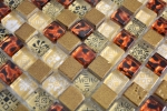 Hand-painted mosaic tile Translucent beige Glass mosaic Crystal resin look beige red MOS92-1212_m