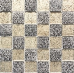 Glass mosaic mosaic tile champagne black resin look tile backsplash kitchen shower wall MOS78B-0702