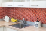 Artificial stone rustic mosaic tile glass mosaic resin light red fire red structure tile backsplash kitchen wall bathroom WC - MOS83-CB30