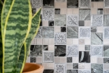Glass mosaic artificial stone mosaic tiles resin silver gray anthracite ornament tile mirror wall WC - MOS88-0280