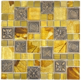 Glass mosaic artificial stone mosaic tiles resin gold gray silver ornament tile backsplash wall bathroom kitchen - MOS88-0790
