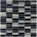 Mosaic tile Translucent gray black rods Glass mosaic Crystal Resin gray black silver MOS87-03108_f