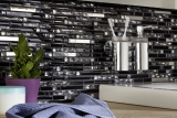 Glass mosaic rods mosaic tiles stainless steel black silver MOS86-0302