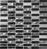 Glass mosaic rods mosaic tiles stainless steel graphite black silver MOS87-0301
