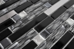 Hand pattern mosaic tile translucent stainless steel black composite glass mosaic Crystal steel black glass MOS67-GV478_m