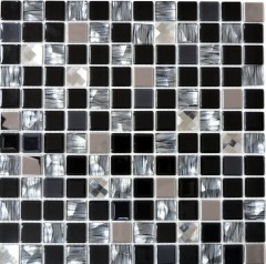 Mosaic tiles stainless steel glass mosaic anthracite silver black mosaic tile MOS63-CM-426
