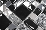 Hand pattern mosaic tile translucent stainless steel black combination glass mosaic Crystal steel black glass MOS88-03689_m