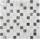 Mosaic tiles stainless steel white silver glass mosaic mosaic panel MOS63-CM-424