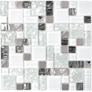 Mosaic tile translucent stainless steel white combination glass mosaic Crystal steel white glass MOS88-01699_f | 10 mosaic mats