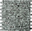 Glass mosaic rods mosaic tiles stainless steel anthracite green-grey stone green MOS87-MV728