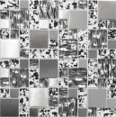 Glass mosaic mosaic tiles stainless steel black silver steel structure MOS88-0203