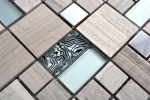 Hand pattern mosaic tile translucent stainless steel gray white combination glass mosaic Crystal stone steel white wood MOS88-0202_m