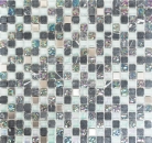 Glass mosaic natural stone mosaic tile stainless steel gray anthracite splashback bathroom - MOS92-0206